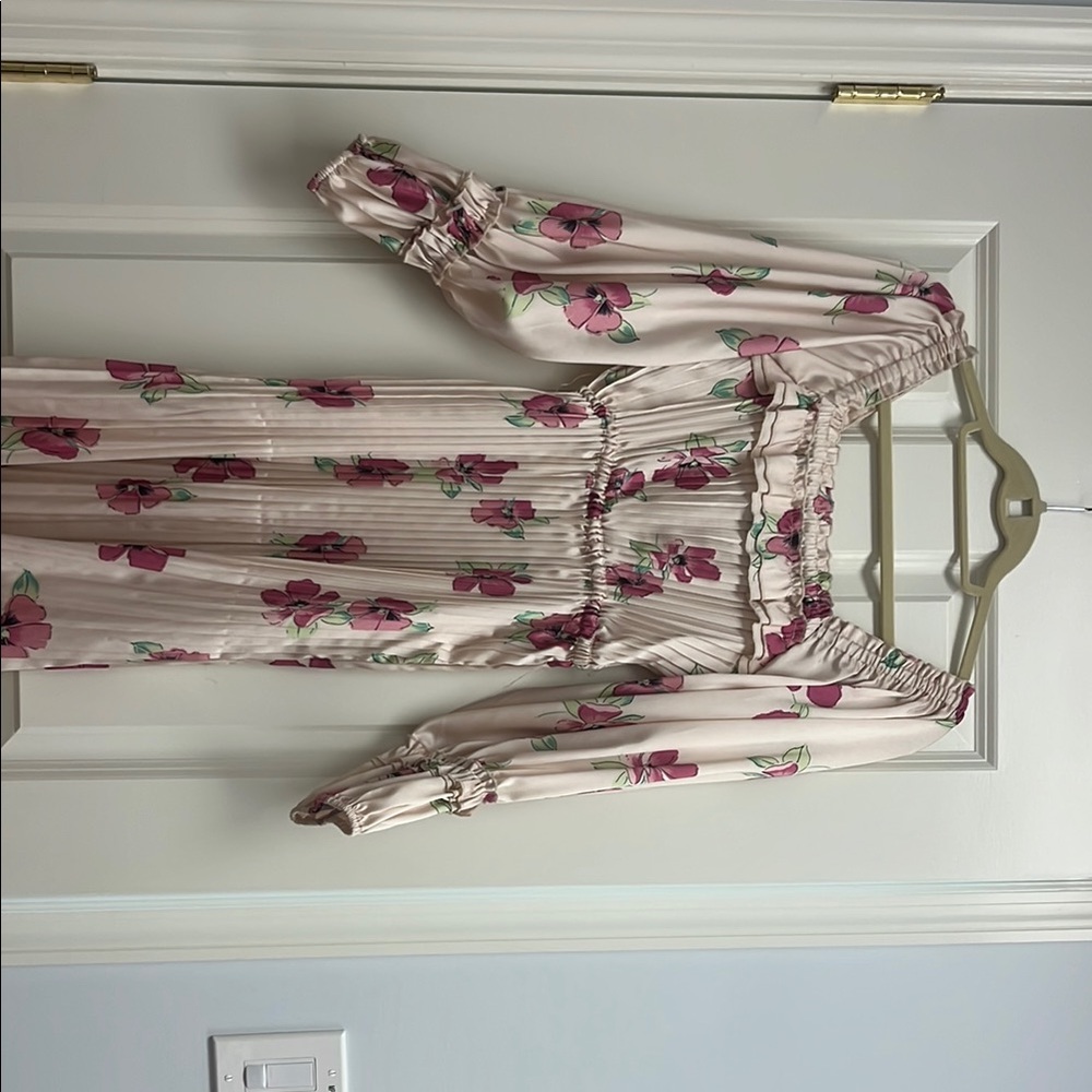 NICHOLAS Floral Maxi Dress in Cream and Pink